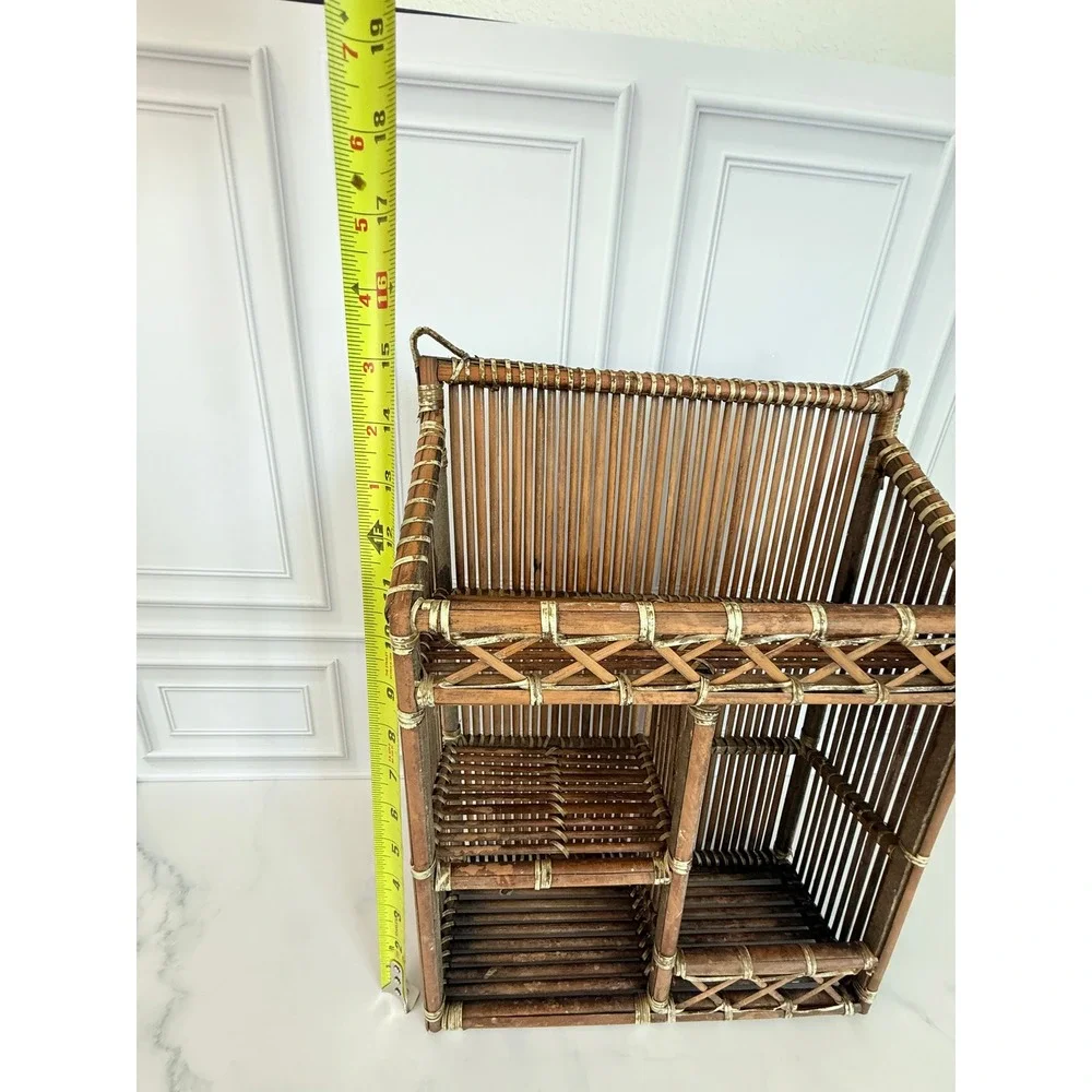 Vintage Bamboo Wall Shelf with Compartments 15